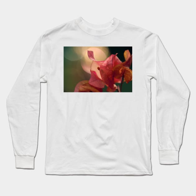 Bougainvillea Bokeh Long Sleeve T-Shirt by micklyn